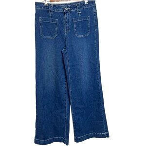 Wide-Leg Denim Jeans Womens High-Rise Relaxed Fit Medium Wash Size 12